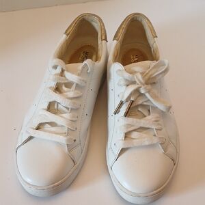 Michael Kors White and Gold Leather Sneakers